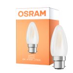 Osram LED B22D Mignon filament matt 4W 470lm - 827 ekstra varm hvit | erstatter 40W