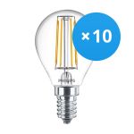 Fordelspakning 10x Philips Corepro LED Lustre E14 Ball filament klar 4.3W 470lm - 827 ekstra varm hvit | erstatter 40W