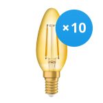 Fordelspakning 10x Ledvance Vintage 1906 LED E14 Mignon gull 1.5W 120lm - 824 ekstra varm hvit | erstatter 15W