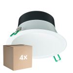 Fordelspakning 4x Philips LED Downlight Coreline DN142B Aluminium Hvit 9.8W 1200lm 60D - 840 Kald Hvit | Utskjæring 155mm - IP20 - Hvit Reflektor