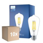 Fordelspakning 10x Philips MASTER Value LED Pære E27 Edison Filament Klar 5.9W 806lm - 922-927 Dim to Warm | Beste Fargegjengivelse - Erstatter 60W