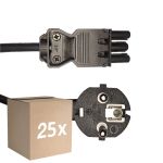 Fordelspakning 25x Noxion GST - Kompatibel Strømforsyningskabel Svart - Female + Schuko Europlug - 2m - 3 pole 0.75mm2