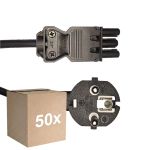 Fordelspakning 50x Noxion GST - Kompatibel Strømforsyningskabel Svart - Female + Schuko Europlug - 2m - 3 pole 0.75mm2