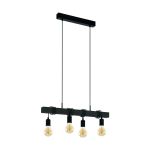 Eglo Pendel Lampe Townshend Stål Tre Svart | IP20 - Egnet for 4x E27 