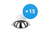 Fordelspakning 15x Noxion LED Downlight Apollo 9W 1100lm 60D - 840 Kald Hvit | 145mm - Utskjæring 120mm - Alu Reflektor - UGR 