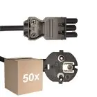 Fordelspakning 50x Noxion GST-Kompatibel Strømforsyningskabel - Female + Schuko Europlug - Svart 5m - 3 pole 0.75mm2